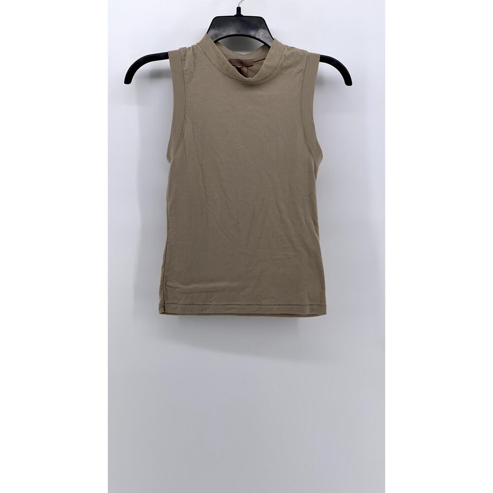 H&M Women's Tan Solid Mock-Neck Sleeveless Top SZ XS